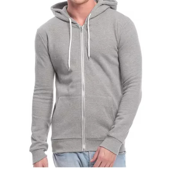 Forever 21 Zip Up Hoodie Grey Mens Size S Long Sleeve Drawstring Kangaroo Pocket - Picture 1 of 5